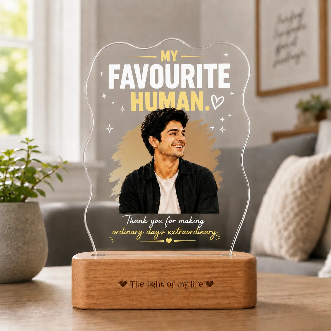 Personalized Boyfriend Photo Lamp | Romantic Gift for Boyfriend, Husband & Gift for Him | UV Printed Acrylic LED Lamp