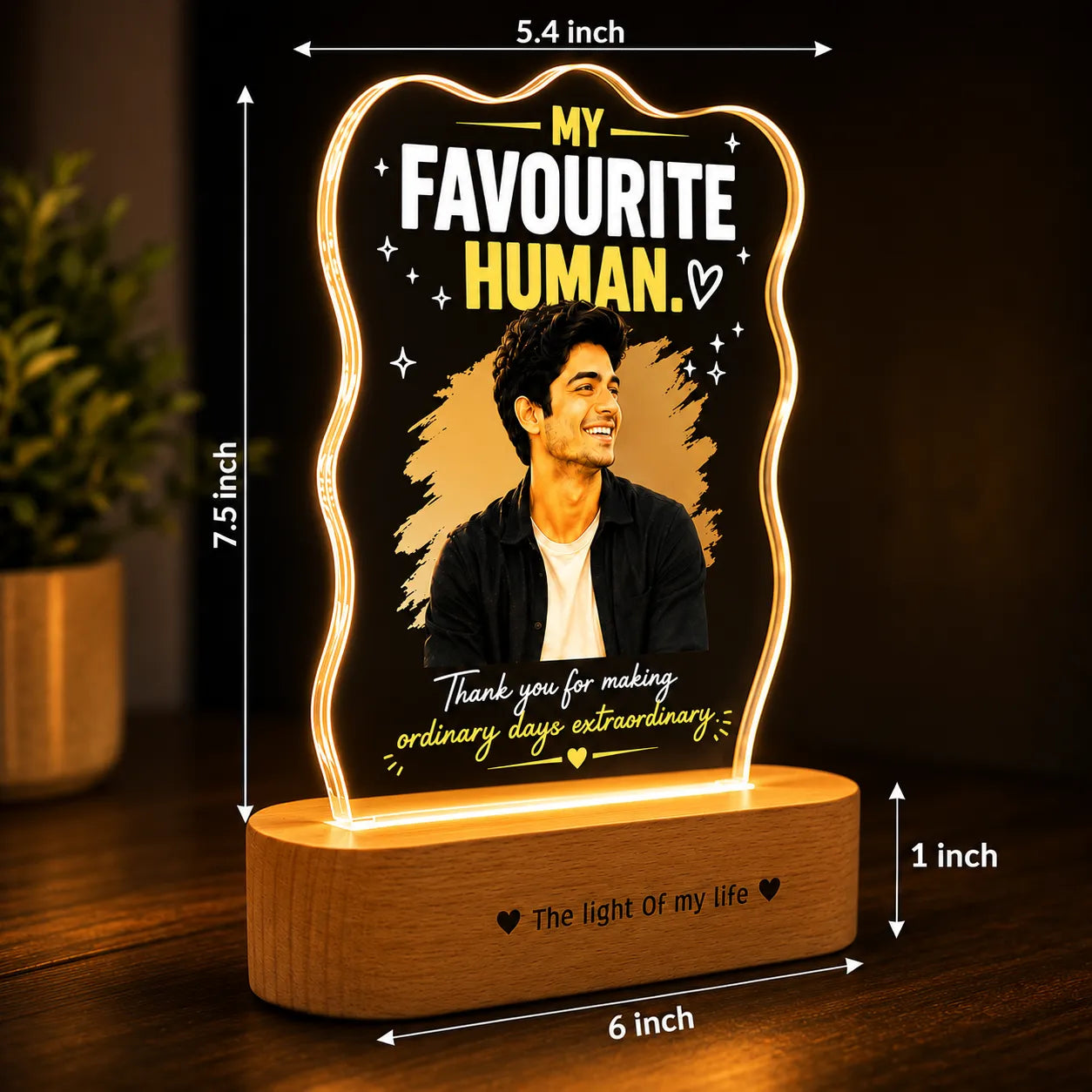 Personalized Boyfriend Photo Lamp | Romantic Gift for Boyfriend, Husband & Gift for Him | UV Printed Acrylic LED Lamp