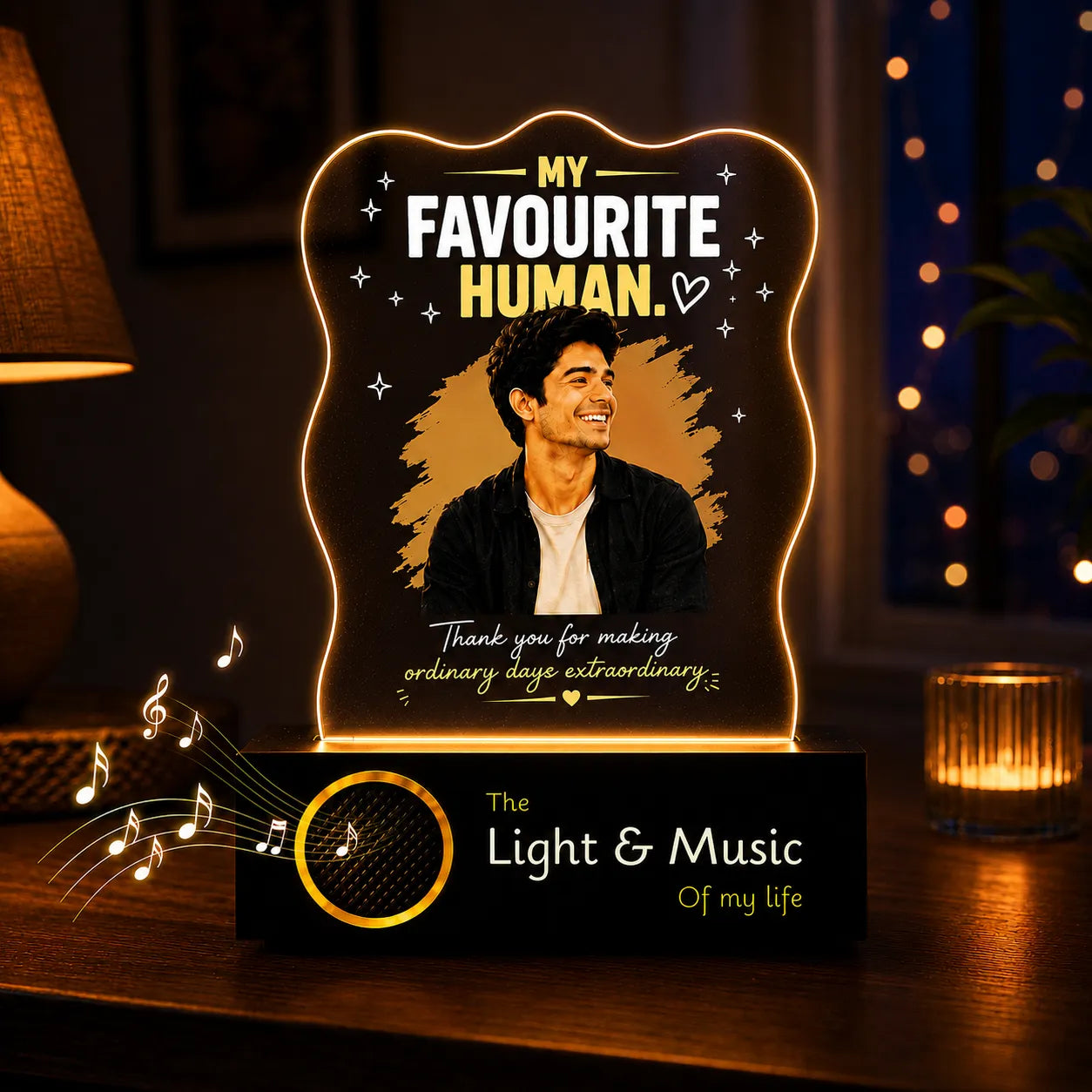 Personalized Boyfriend Photo Lamp | Romantic Gift for Boyfriend, Husband & Gift for Him | UV Printed Acrylic LED Lamp