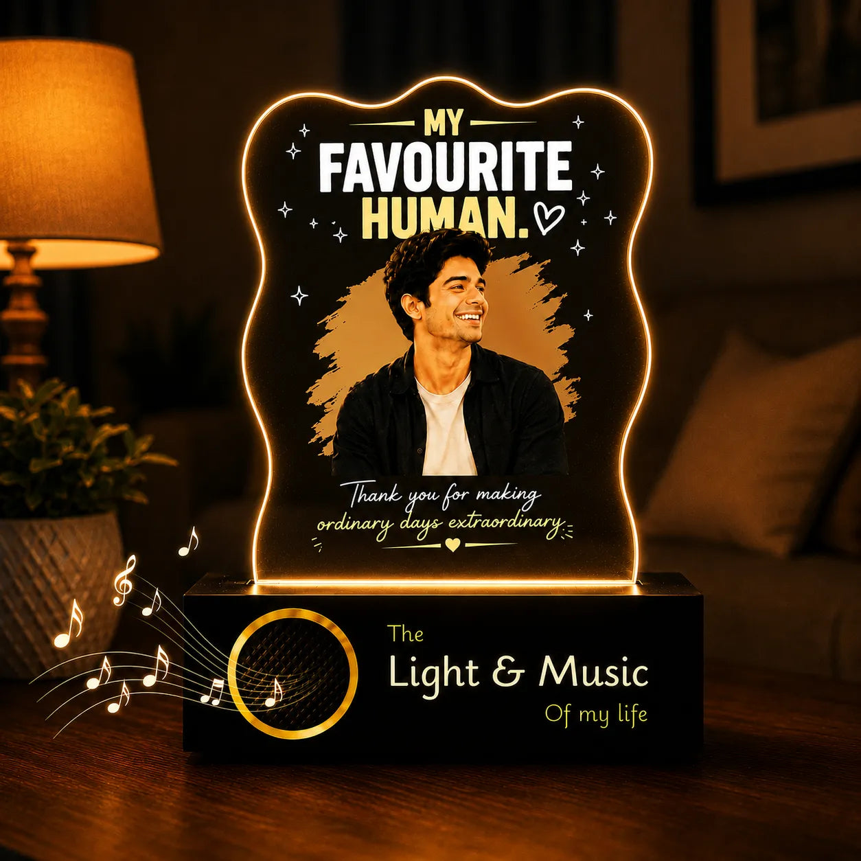 Personalized Boyfriend Photo Lamp | Romantic Gift for Boyfriend, Husband & Gift for Him | UV Printed Acrylic LED Lamp
