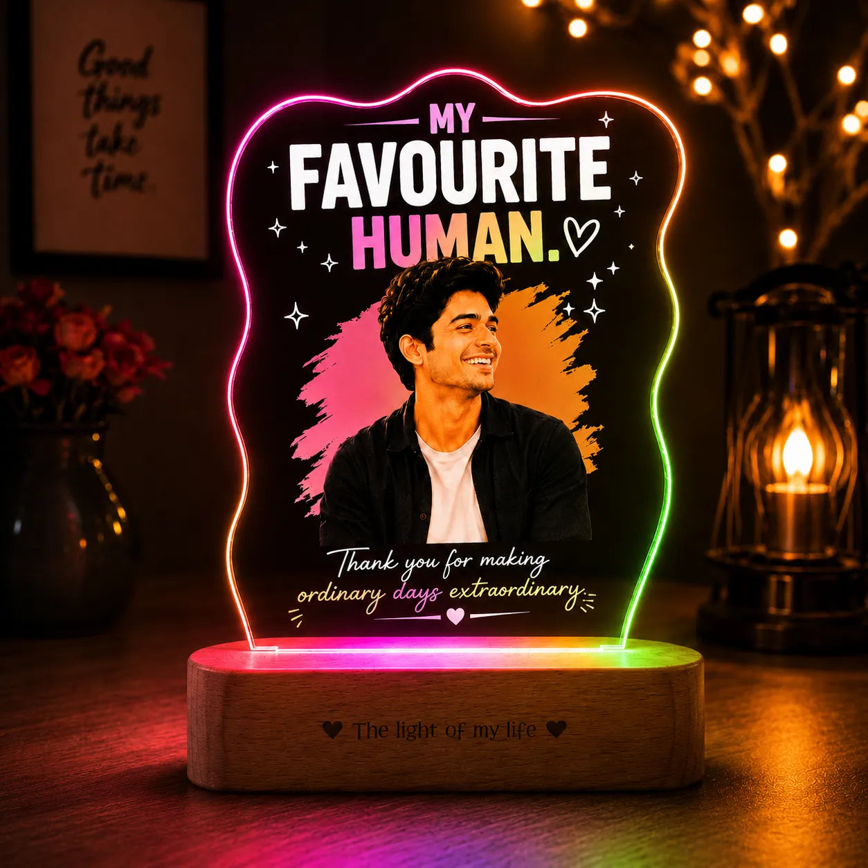 Personalized Boyfriend Photo Lamp | Romantic Gift for Boyfriend, Husband & Gift for Him | UV Printed Acrylic LED Lamp