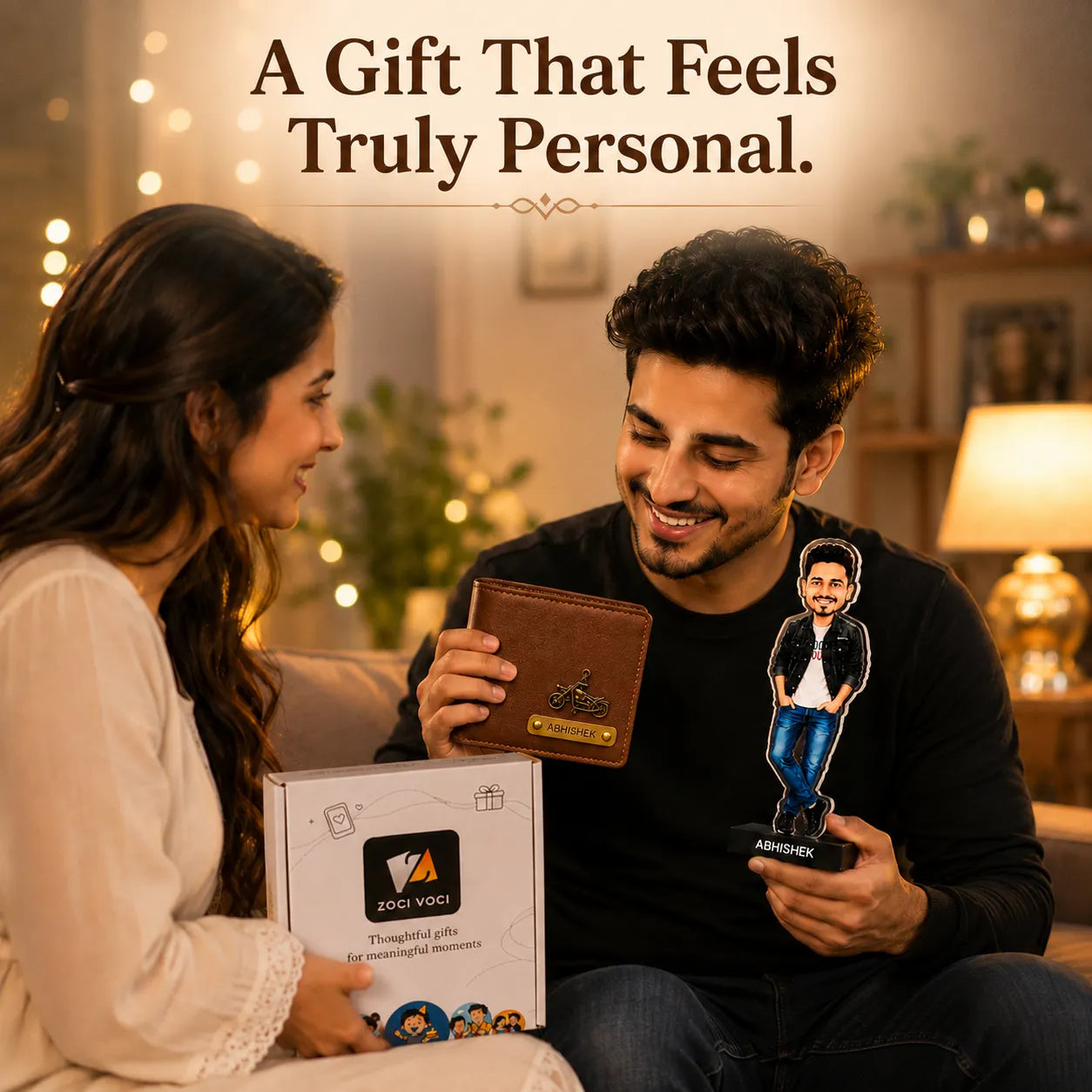 Brother Rakhi Gift - Customized Caricature & Wallet