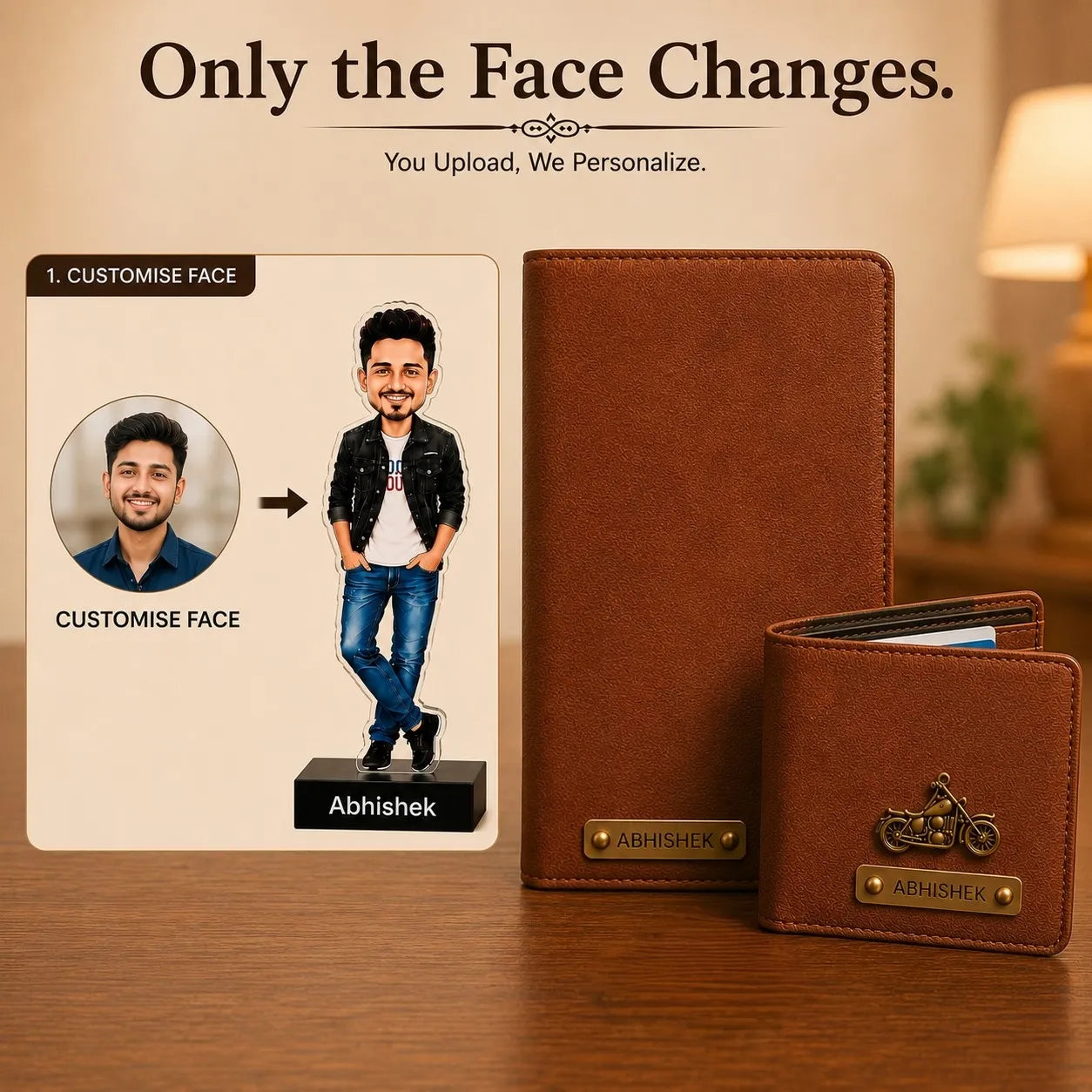 Raksha Bandhan Gift for Brother | Personalized Wallet, Diary & Caricature Gift Set