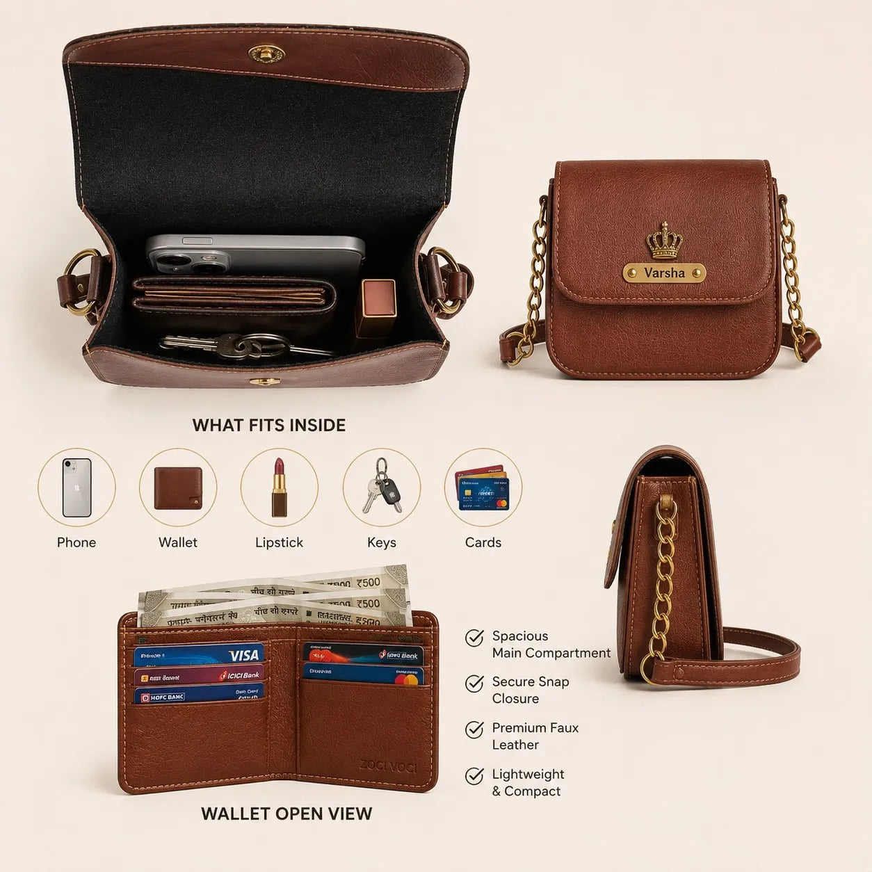 Personalized Couple Gift Set | Wallet, Sling Bag & Custom Caricature
