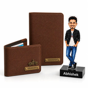 Raksha Bandhan Gift for Brother | Personalized Wallet, Diary & Caricature Gift Set