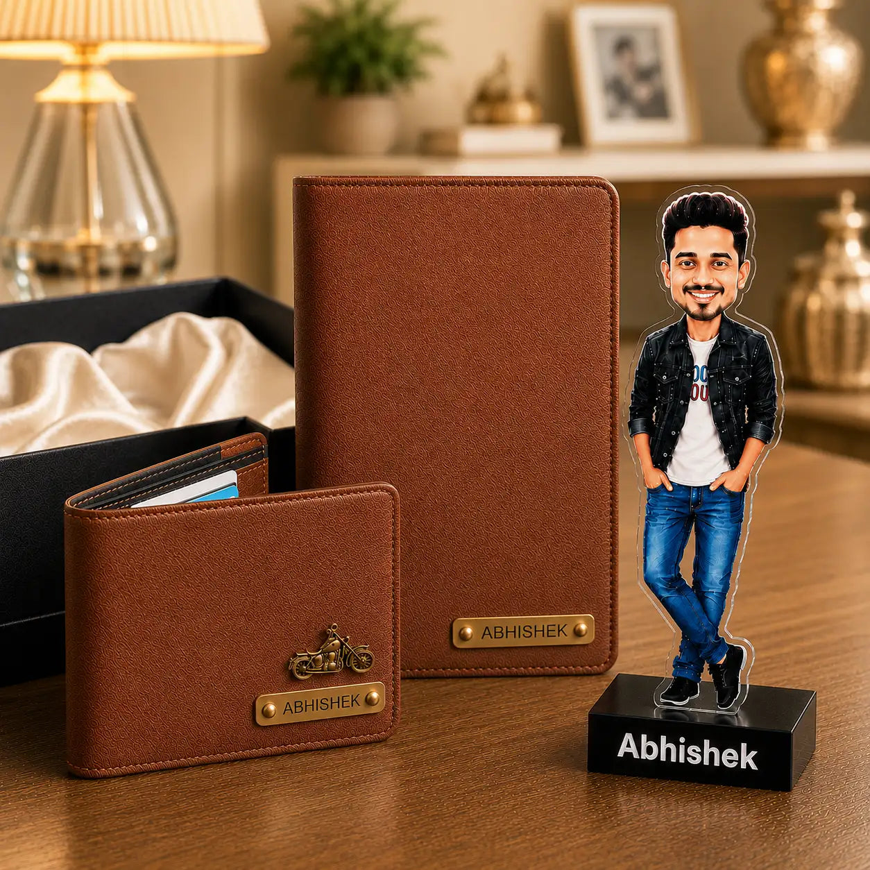 Raksha Bandhan Gift for Brother | Personalized Wallet, Diary & Caricature Gift Set