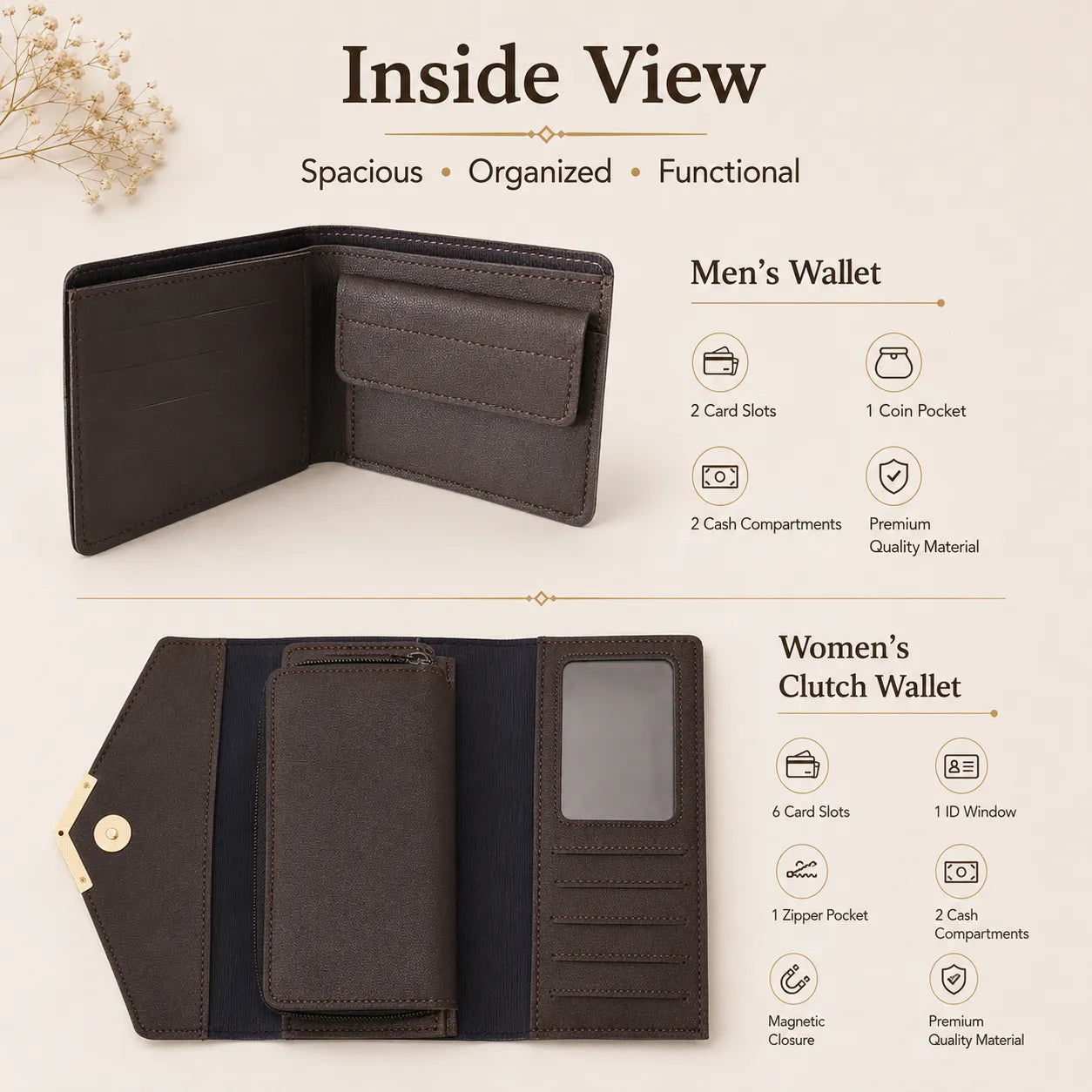 Personalized Couple Gift Set Matching Wallet & Clutch