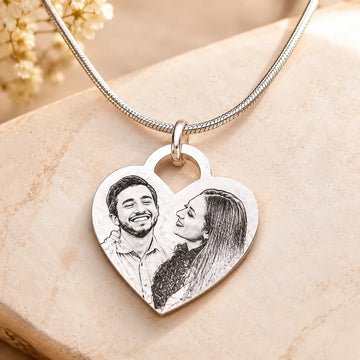 Close To My Heart - Personalized Heart Photo Necklace | Custom Engraved Stainless Steel Pendant -Waterproof | Gift for Girlfriend, Wife, Mom & Loved Ones