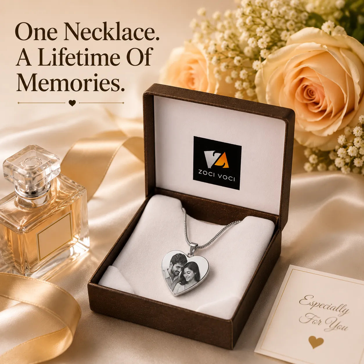 Close To My Heart - Personalized Heart Photo Necklace | Custom Engraved Stainless Steel Pendant -Waterproof | Gift for Girlfriend, Wife, Mom & Loved Ones