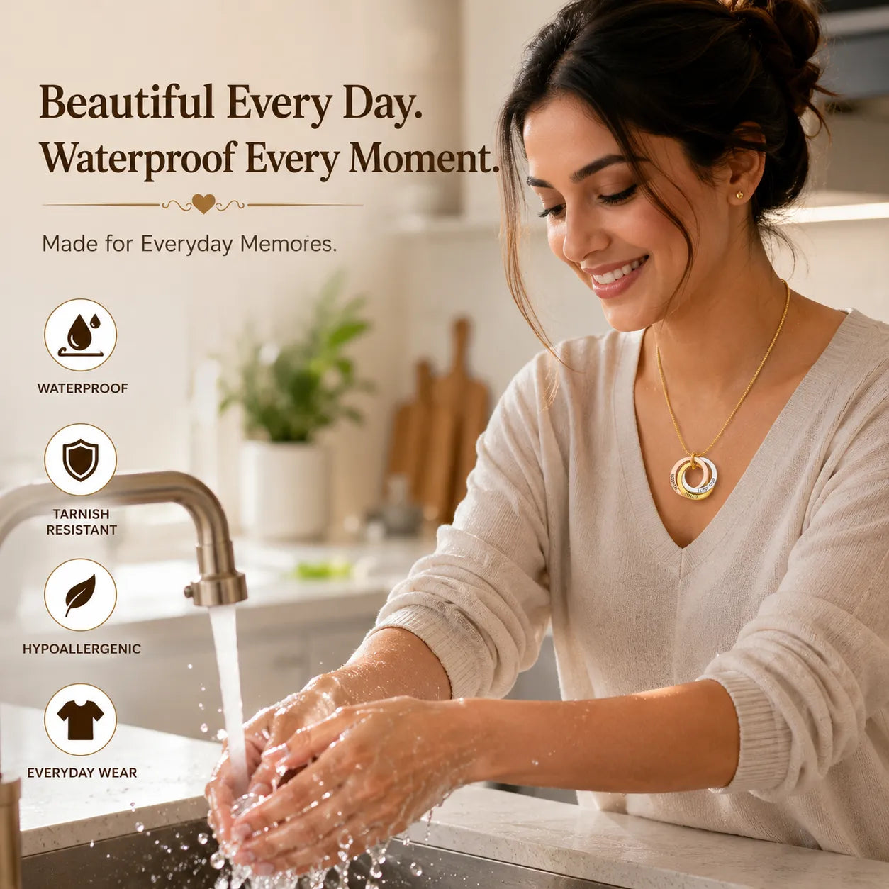 Intertwined Personalized Family Ring Necklace | Custom Name Necklace | Waterproof Stainless Steel | Gift for Mom & Grandma