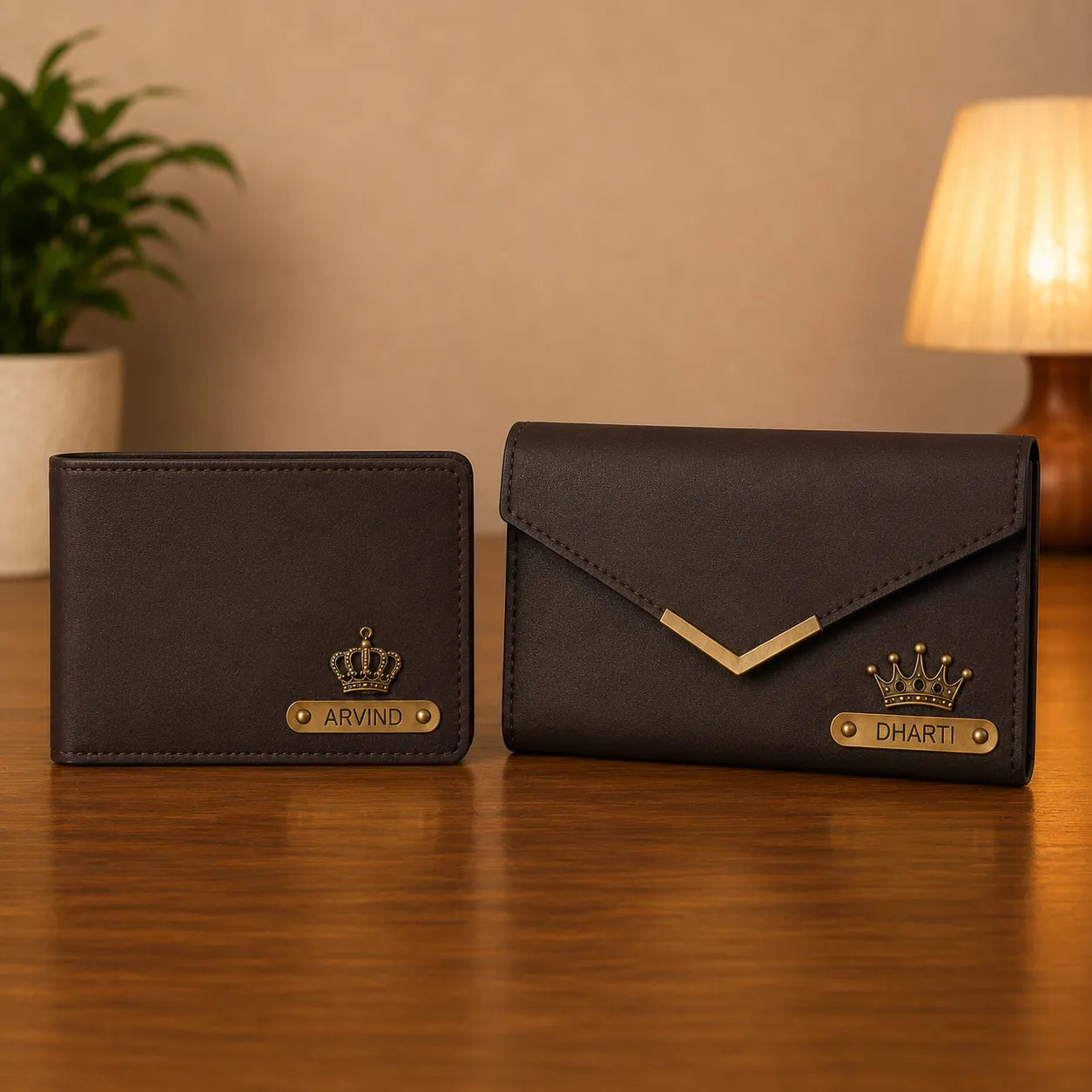 Personalized Couple Gift Set Matching Wallet & Clutch