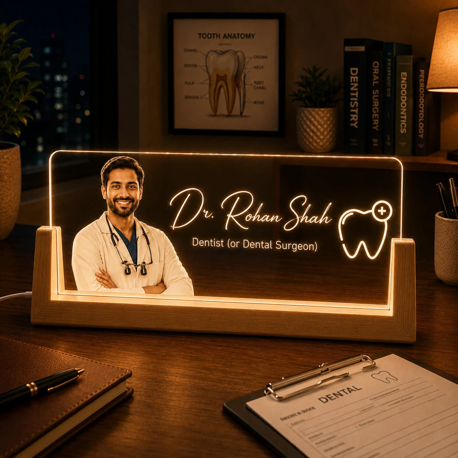 Custom Dentist Name Lamp | Personalized Dental Clinic Desk Deco