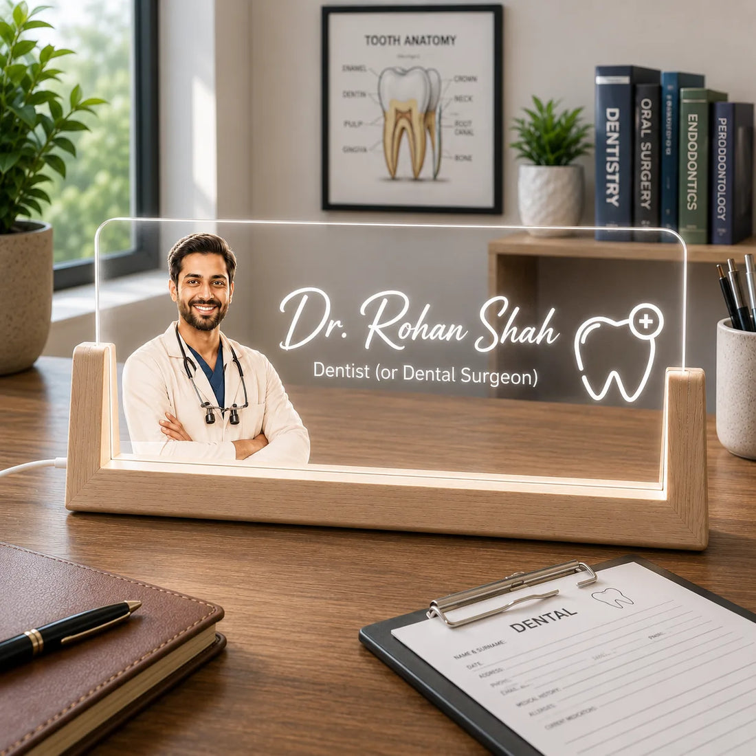 Custom Dentist Name Lamp | Personalized Dental Clinic Desk Deco