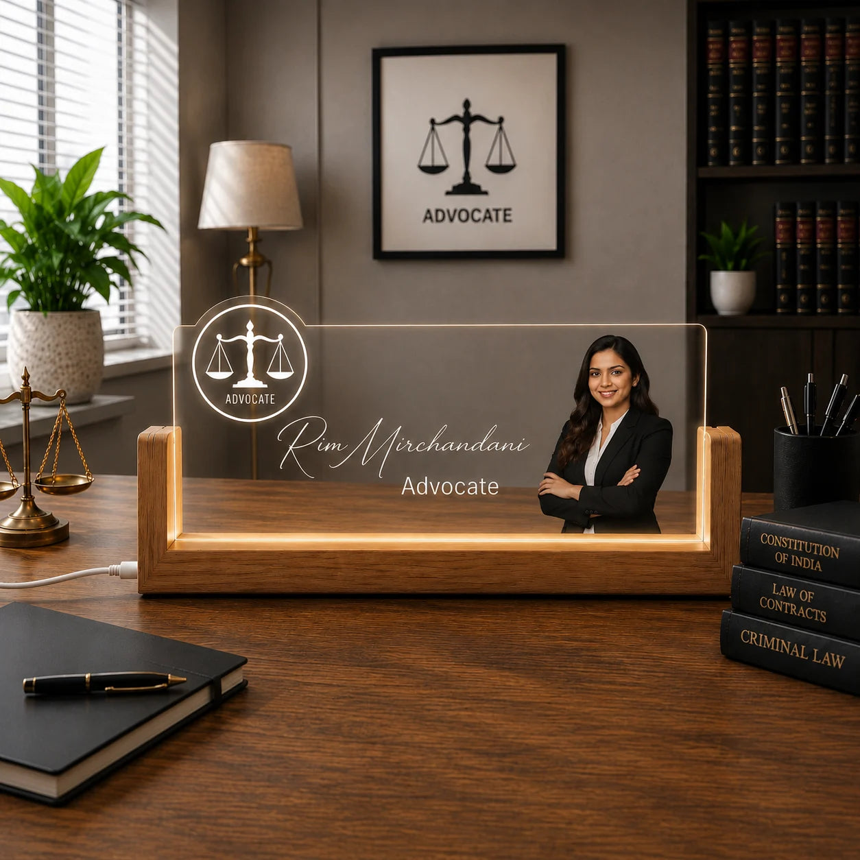 Personalized Advocate LED Name Lamp | Custom Lawyer Office Desk Decor
