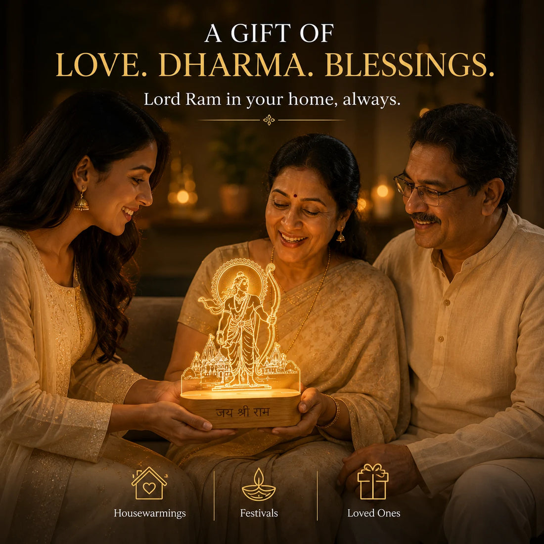 Jai Shri Ram LED Table Lamp – Premium Spiritual Home Decor & Diwali Gift