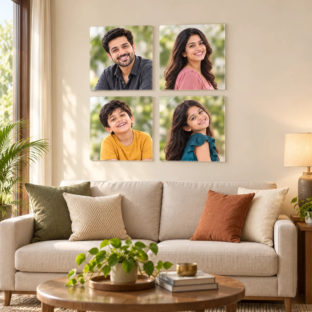 Personalized Family Tree Photo Frame | 5 mm Acrylic Family Photo Collage for Wall | Family Photos & Acrylic Photo Frame | 6, 10 & 12 Inch Tile Size Options