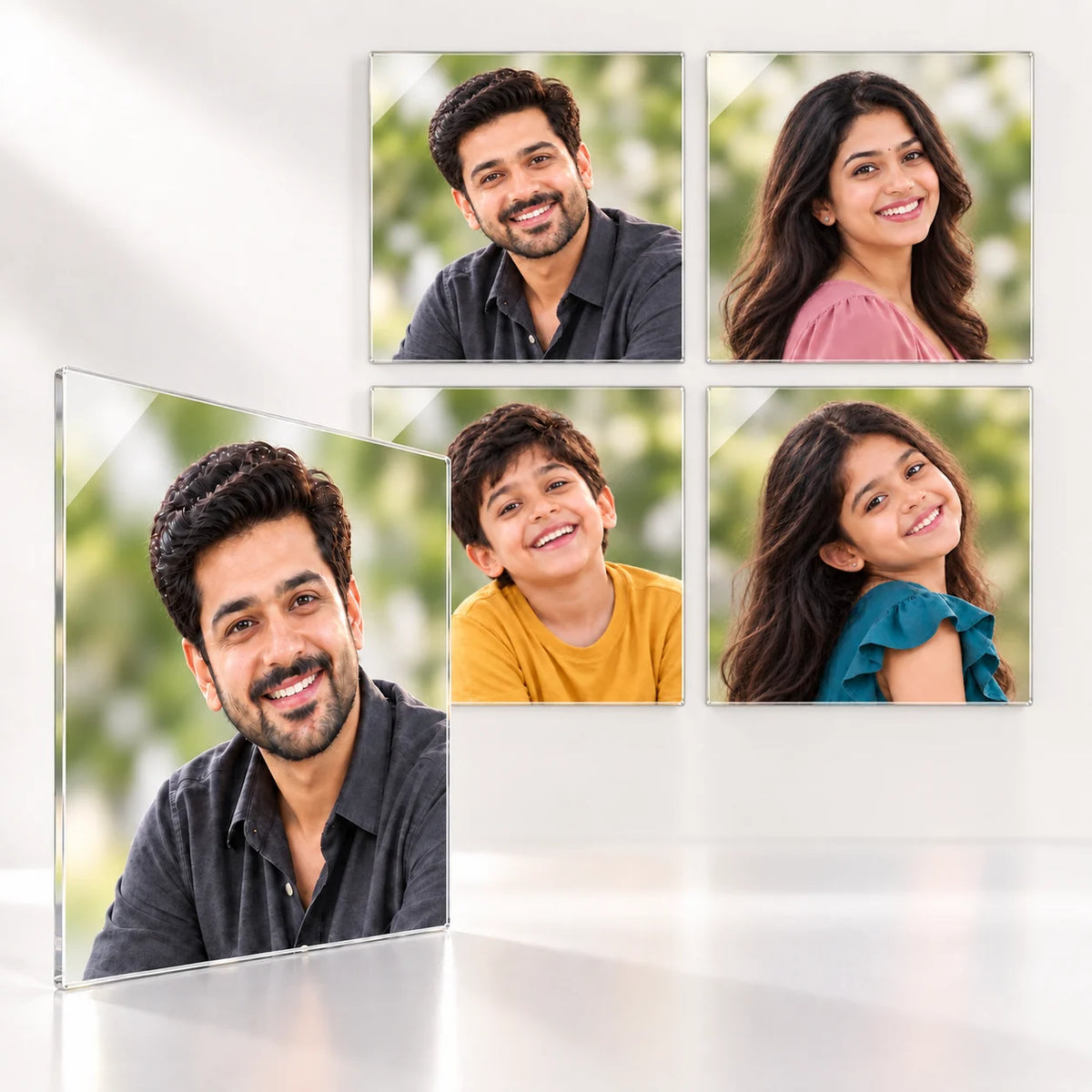 Personalized Family Tree Photo Frame | 5 mm Acrylic Family Photo Collage for Wall | Family Photos & Acrylic Photo Frame | 6, 10 & 12 Inch Tile Size Options