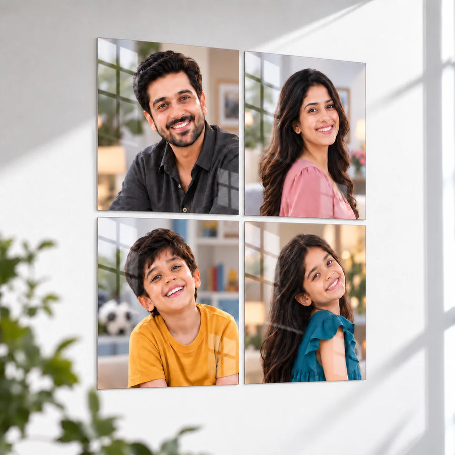 Personalized Family Tree Photo Frame | 5 mm Acrylic Family Photo Collage for Wall | Family Photos & Acrylic Photo Frame | 6, 10 & 12 Inch Tile Size Options