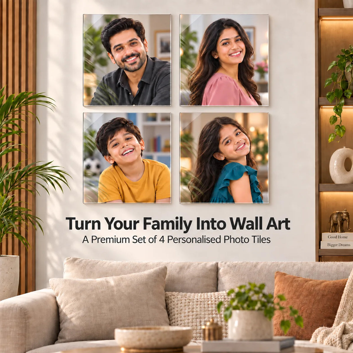 Personalized Family Tree Photo Frame | 5 mm Acrylic Family Photo Collage for Wall | Family Photos & Acrylic Photo Frame | 6, 10 & 12 Inch Tile Size Options