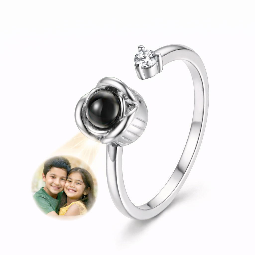 Zoci Voci Orbit Photo Ring for Women – Hidden Picture Inside | Photo Projection Ring in Waterproof Stainless Steel | Gift for Wife & Girlfriend