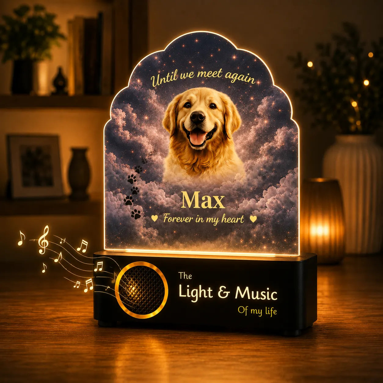Pet Memorial Gift Lamp, Personalized Dog Memorial Lamp with Photo & Name, Pet Loss Gift, Sympathy Gift for Loss of Dog, Pet Remembrance Keepsake Light