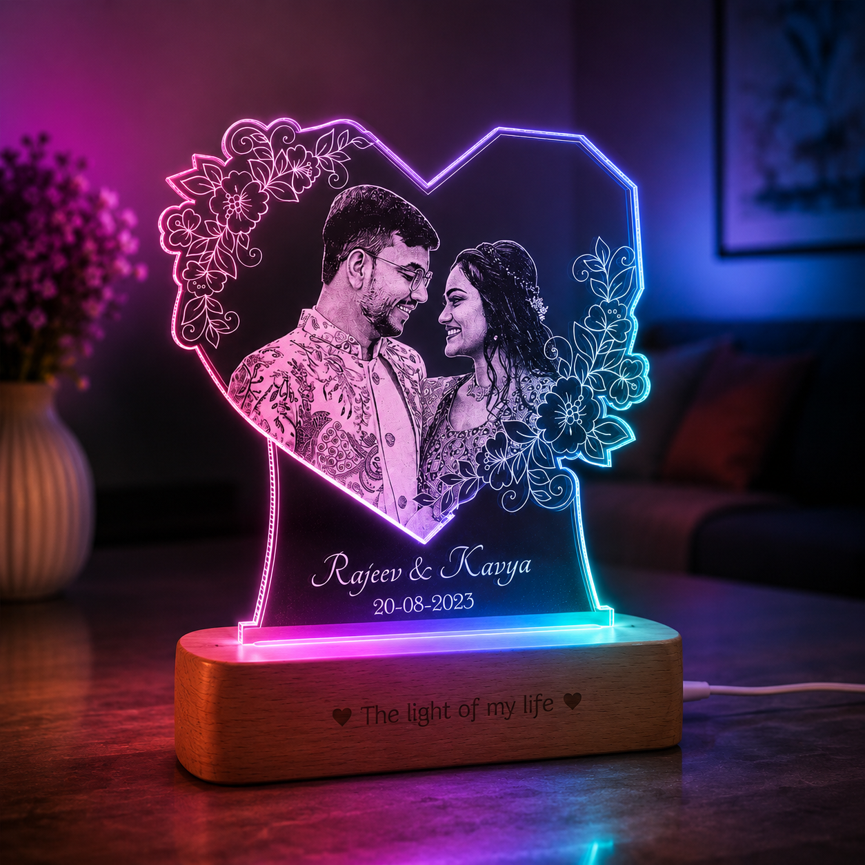 Radiant Love: Personalized Photo Glow Lamp
