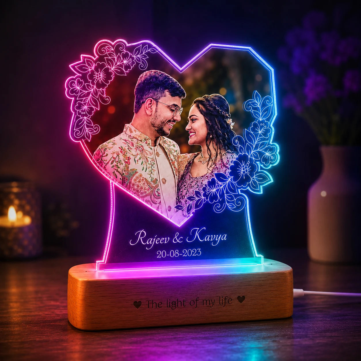 Radiant Love: Personalized Photo Glow Lamp