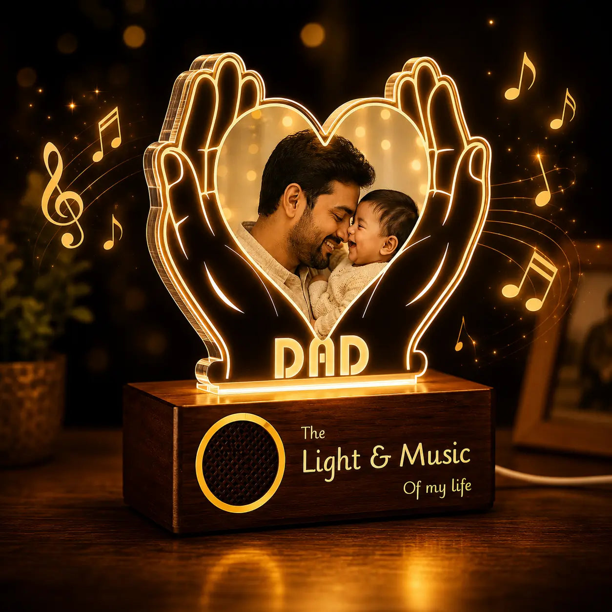 Heartfelt Gift for Dad – Personalized LED Lamp with Photo
