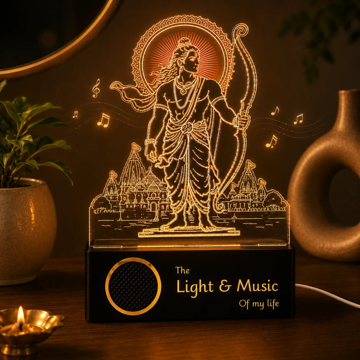 Jai Shri Ram LED Table Lamp – Premium Spiritual Home Decor & Diwali Gift