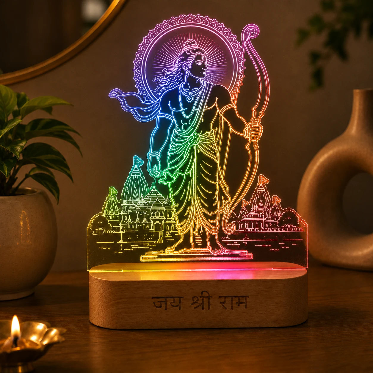 Jai Shri Ram LED Table Lamp – Premium Spiritual Home Decor & Diwali Gift