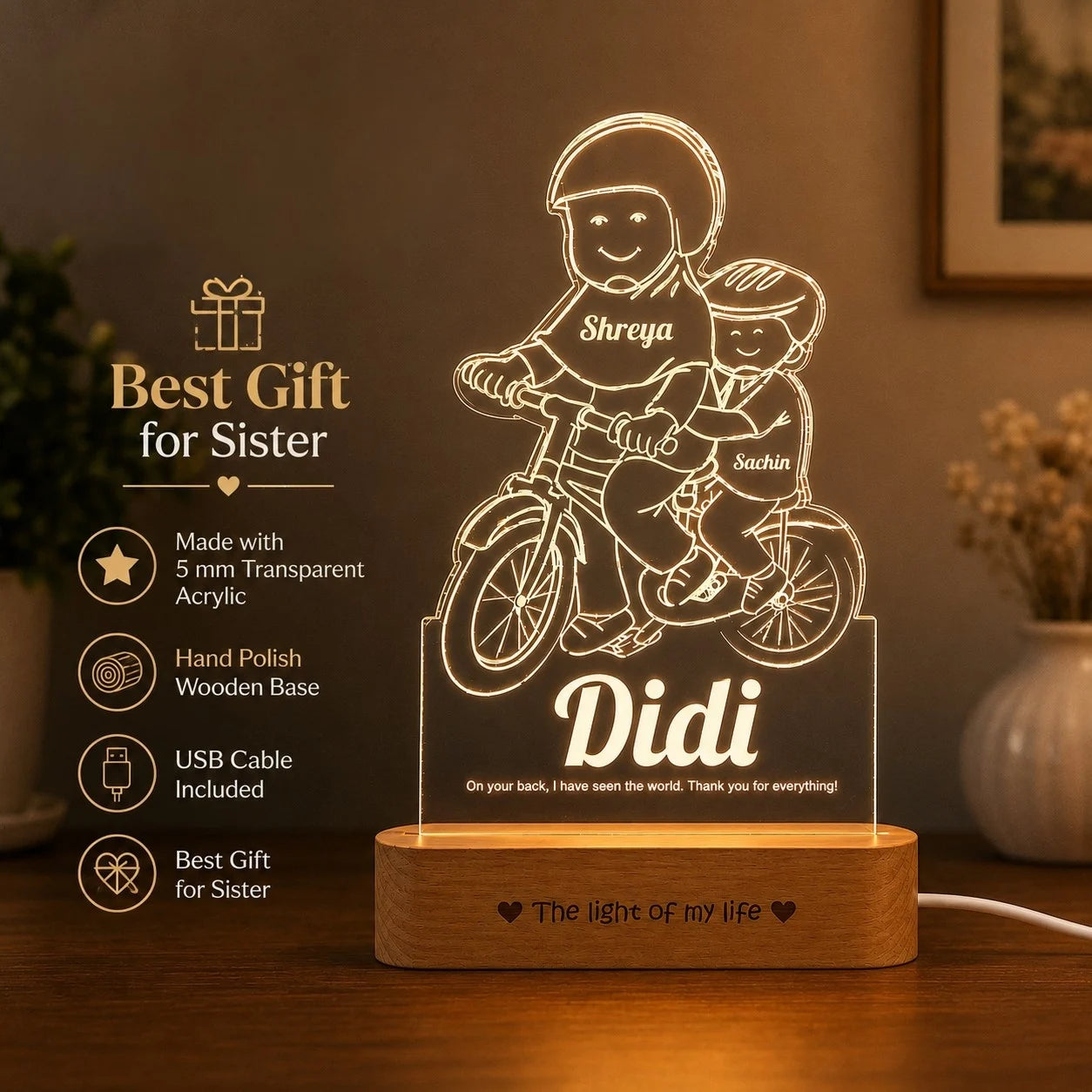 Cool Gift for Sister: Didi's Mentorship Tribute Engraved Lamp