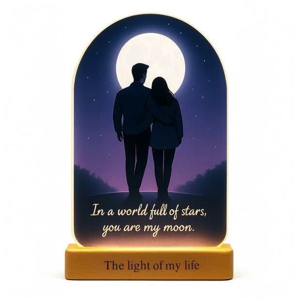 Romantic Gift for Wife – “You Are My Moon” UV-Printed Moonlight Couple Lamp