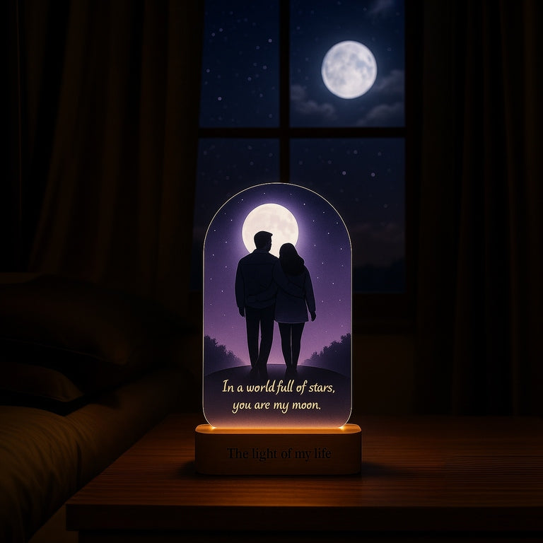 Romantic Gift for Wife – “You Are My Moon” UV-Printed Moonlight Couple Lamp