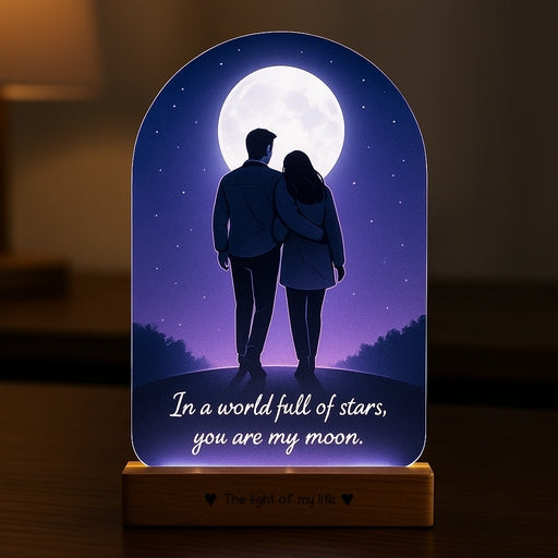 Romantic Gift for Wife – “You Are My Moon” UV-Printed Moonlight Couple Lamp