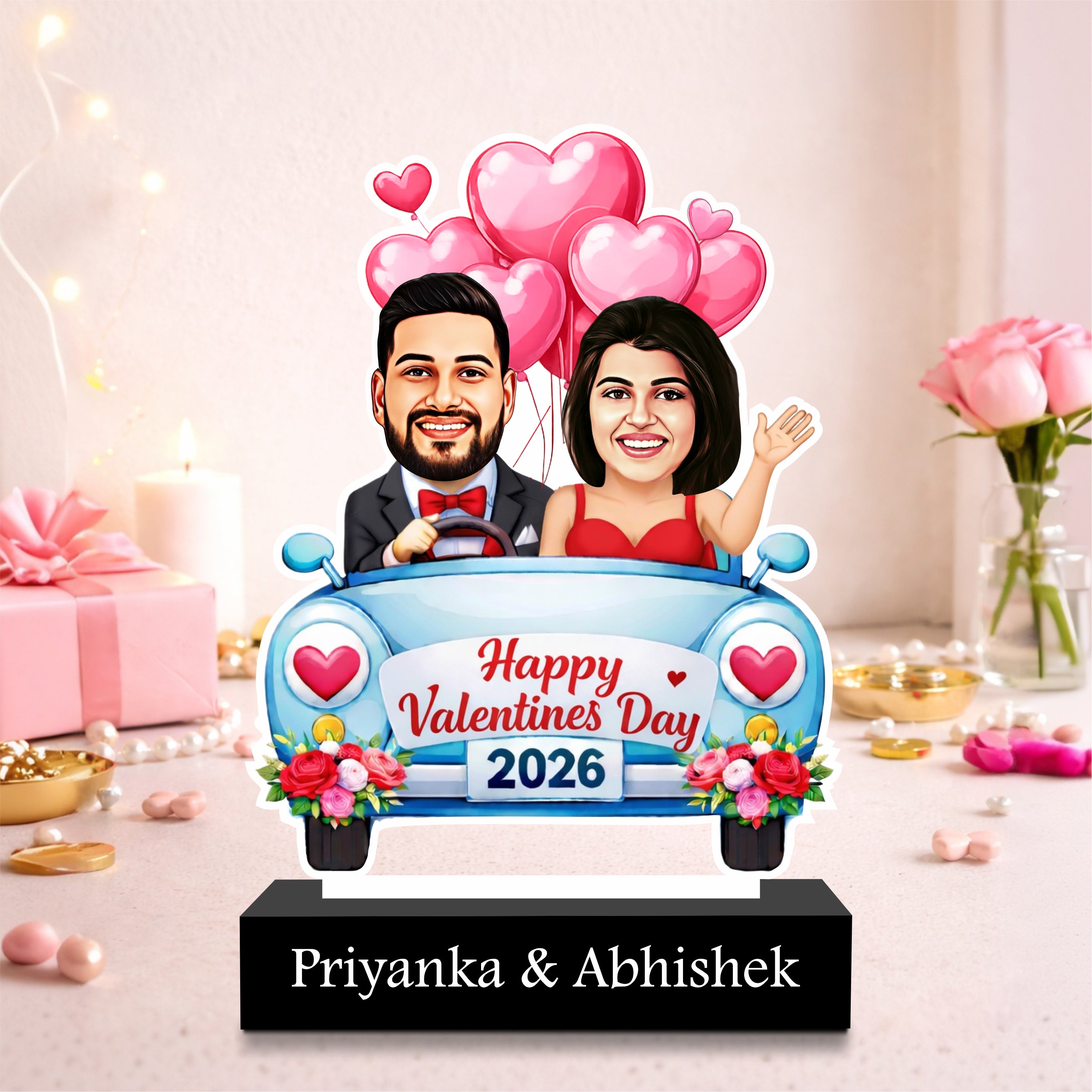 Valentine Drive – Personalized Couple Caricature from Photo