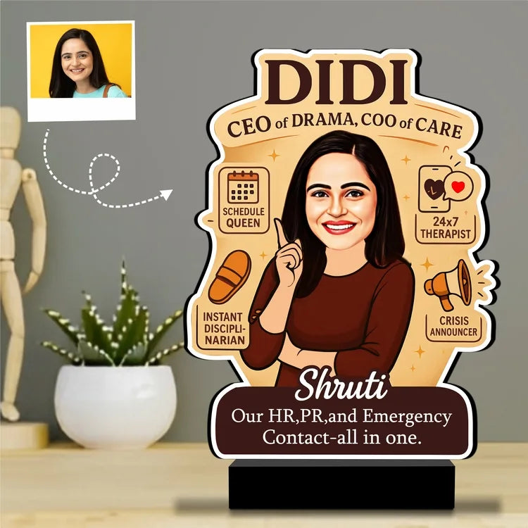 Didi – CEO of Drama, COO of Care | Funny Gift for Elder Sister | Personalized Caricature Standee
