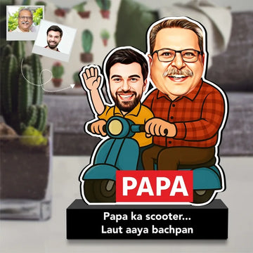 Papa Ka Scooter – Personalized Caricature Gift for Dad- Funny Father’s Day Gift for Dad