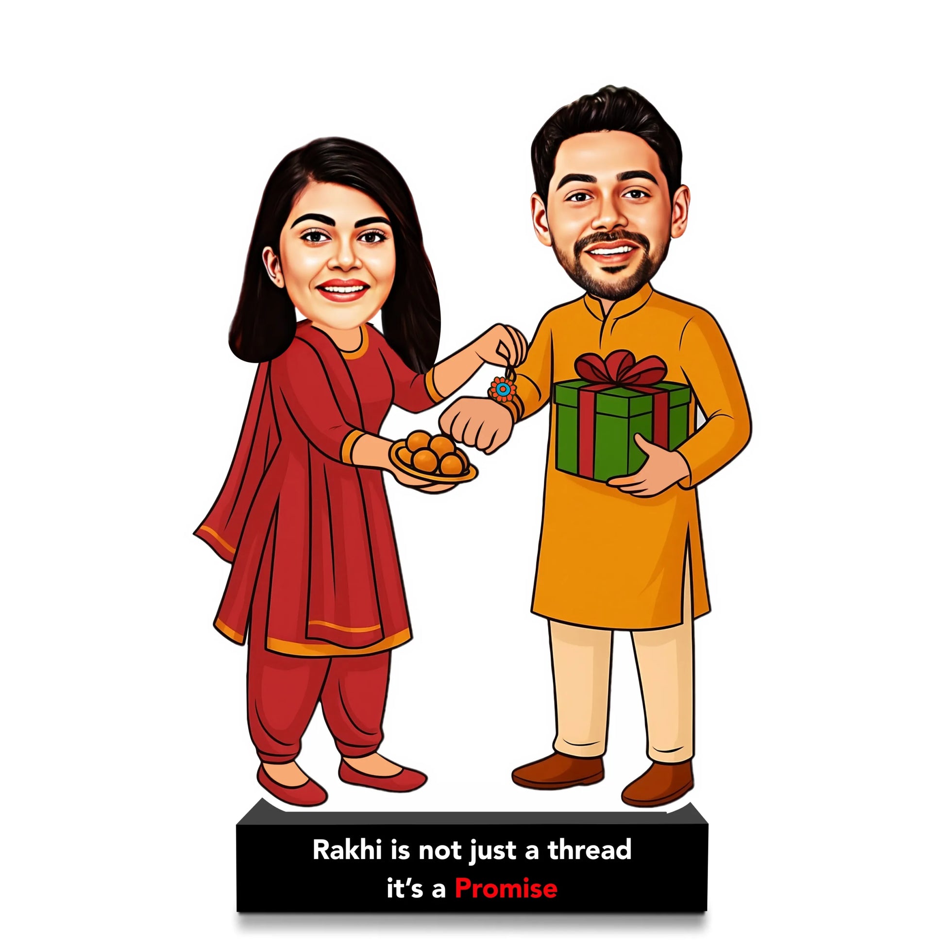 The Promise – Emotional Rakhi Gift for Brother India | Personalized Caricature Standee (6x4")