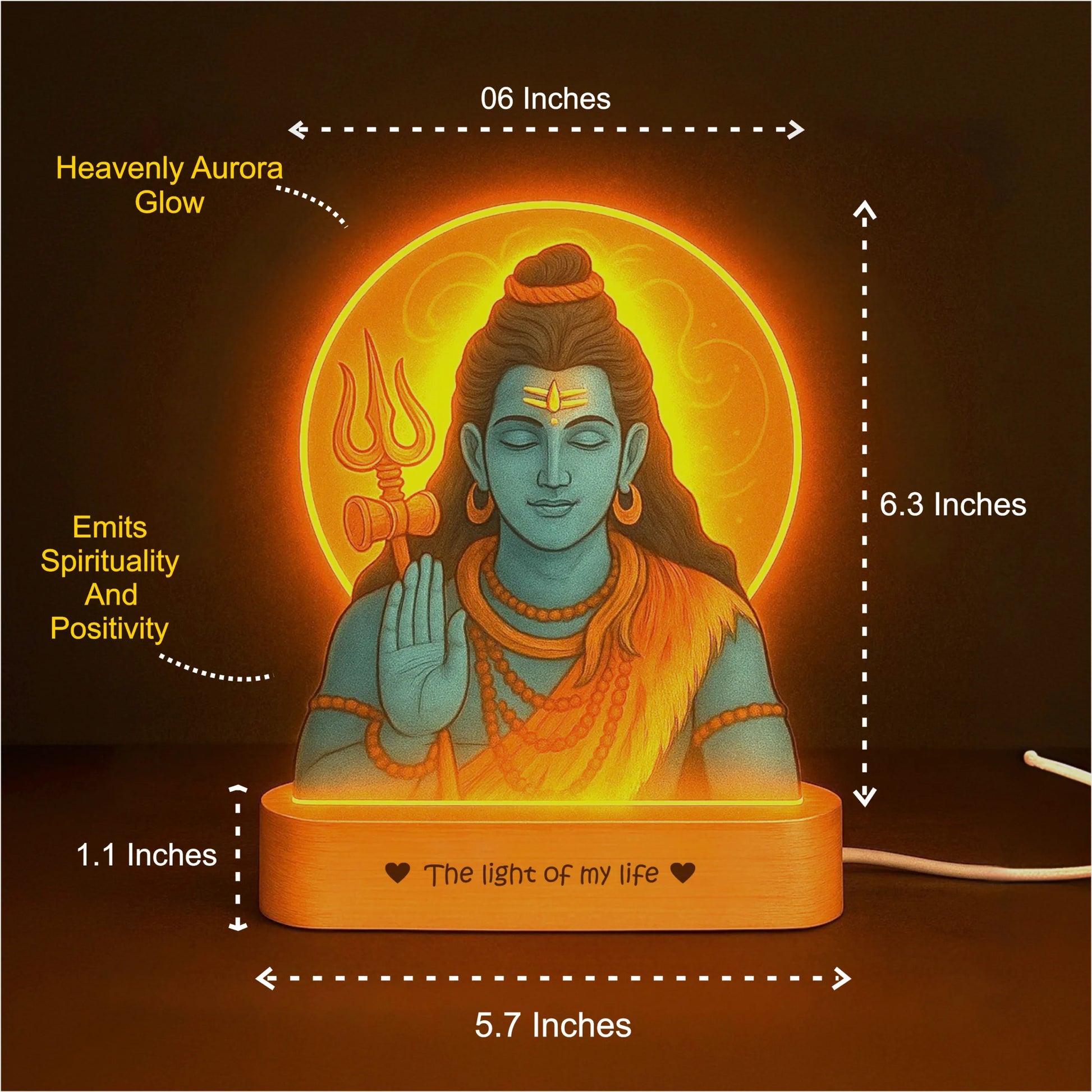 Shiva Photo Frame with Light – Mahadev Pooja Room Décor & Spiritual Gift