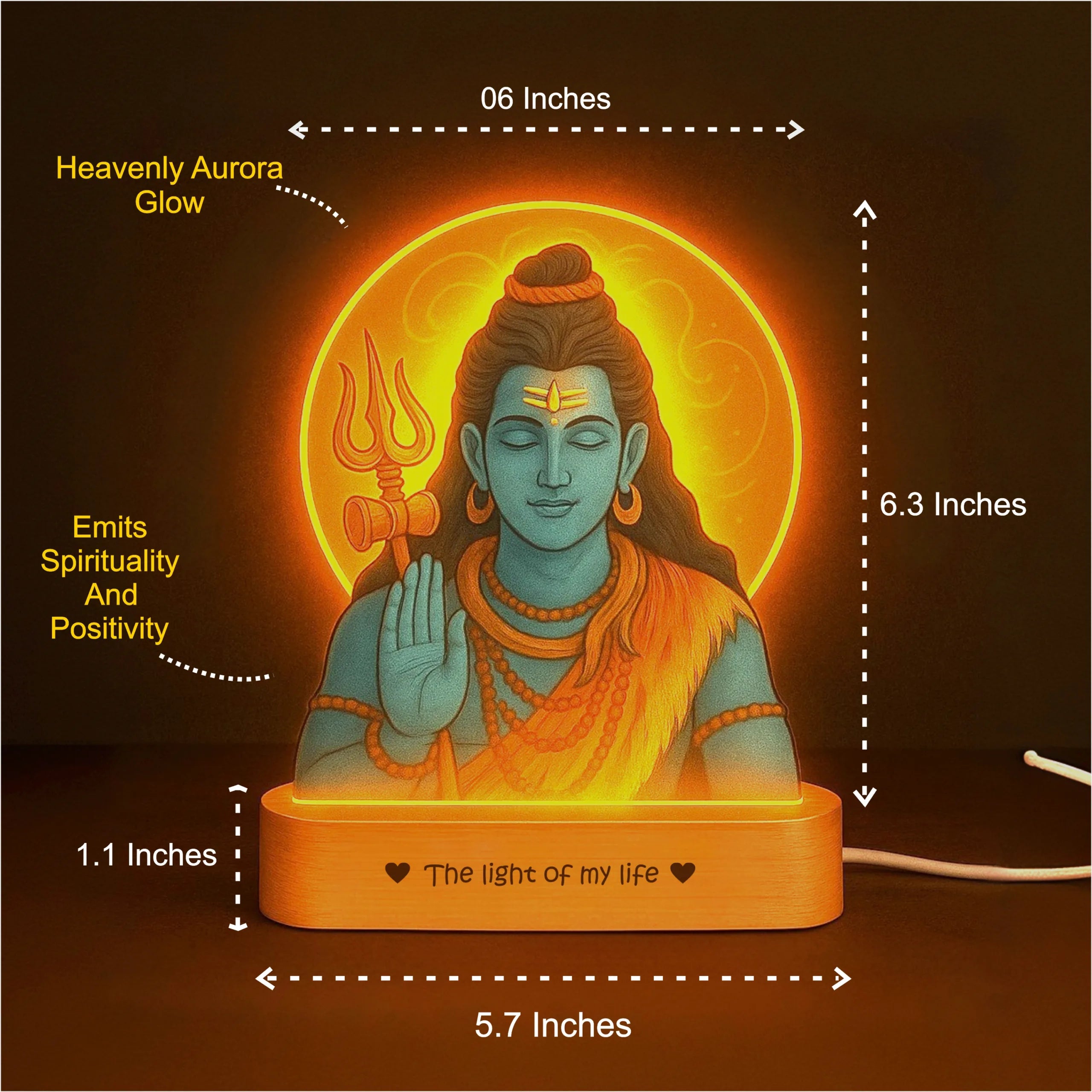 Shiva Photo Frame with Light – Mahadev Pooja Room Décor & Spiritual Gift