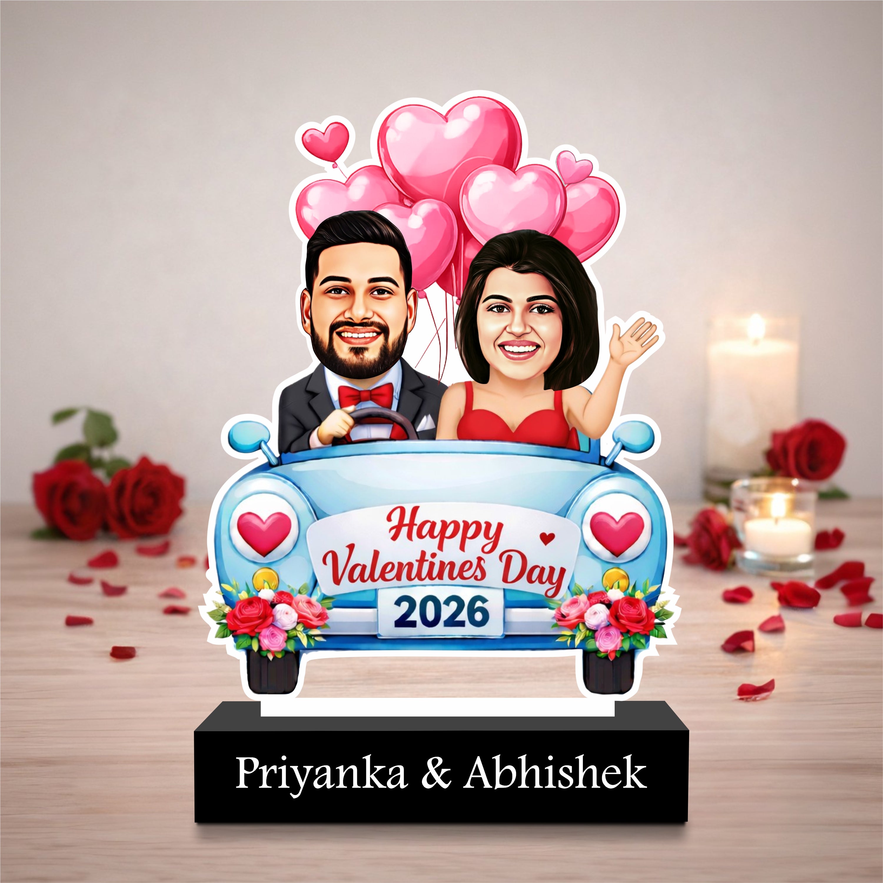 Valentine Drive – Personalized Couple Caricature from Photo