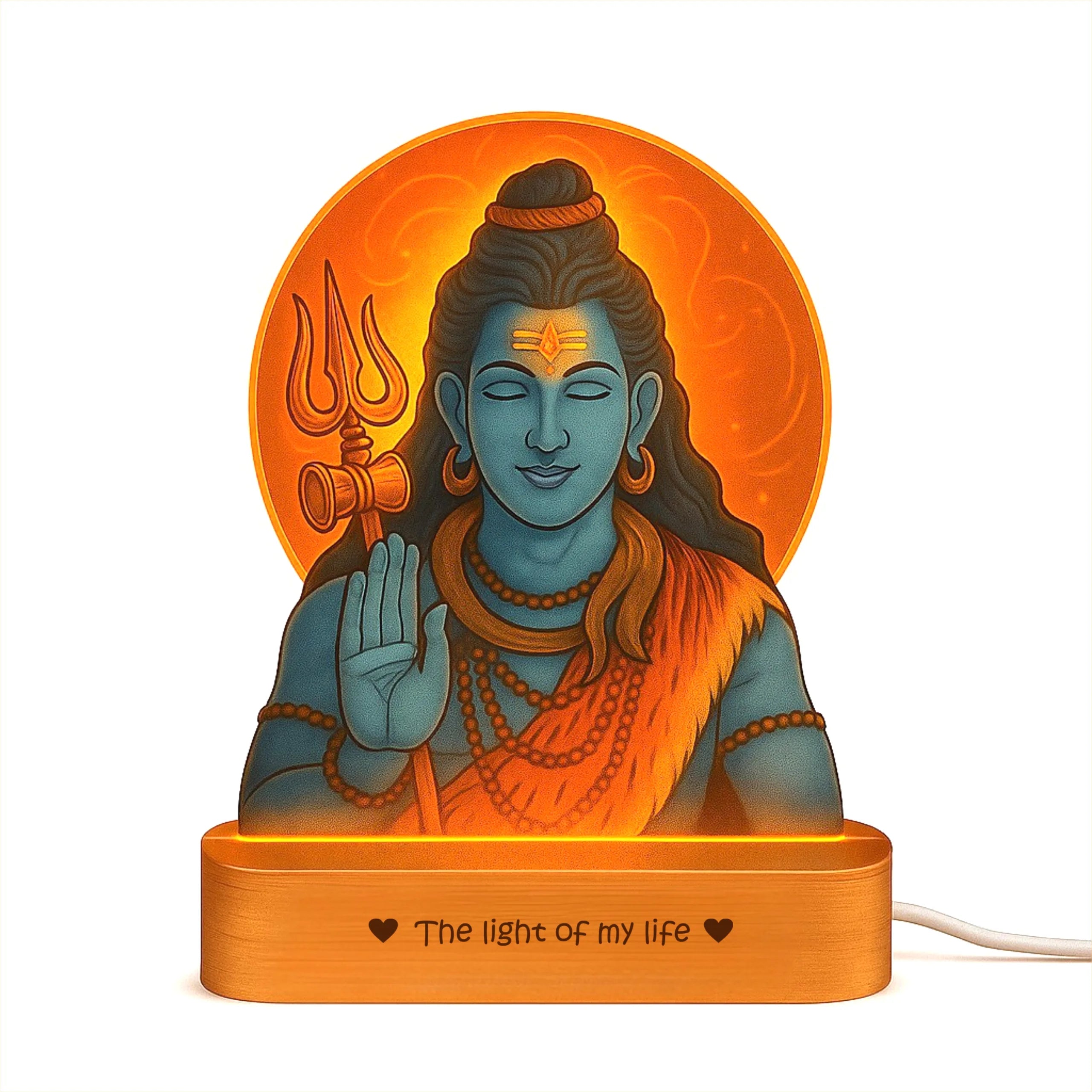 Shiva Photo Frame with Light – Mahadev Pooja Room Décor & Spiritual Gift