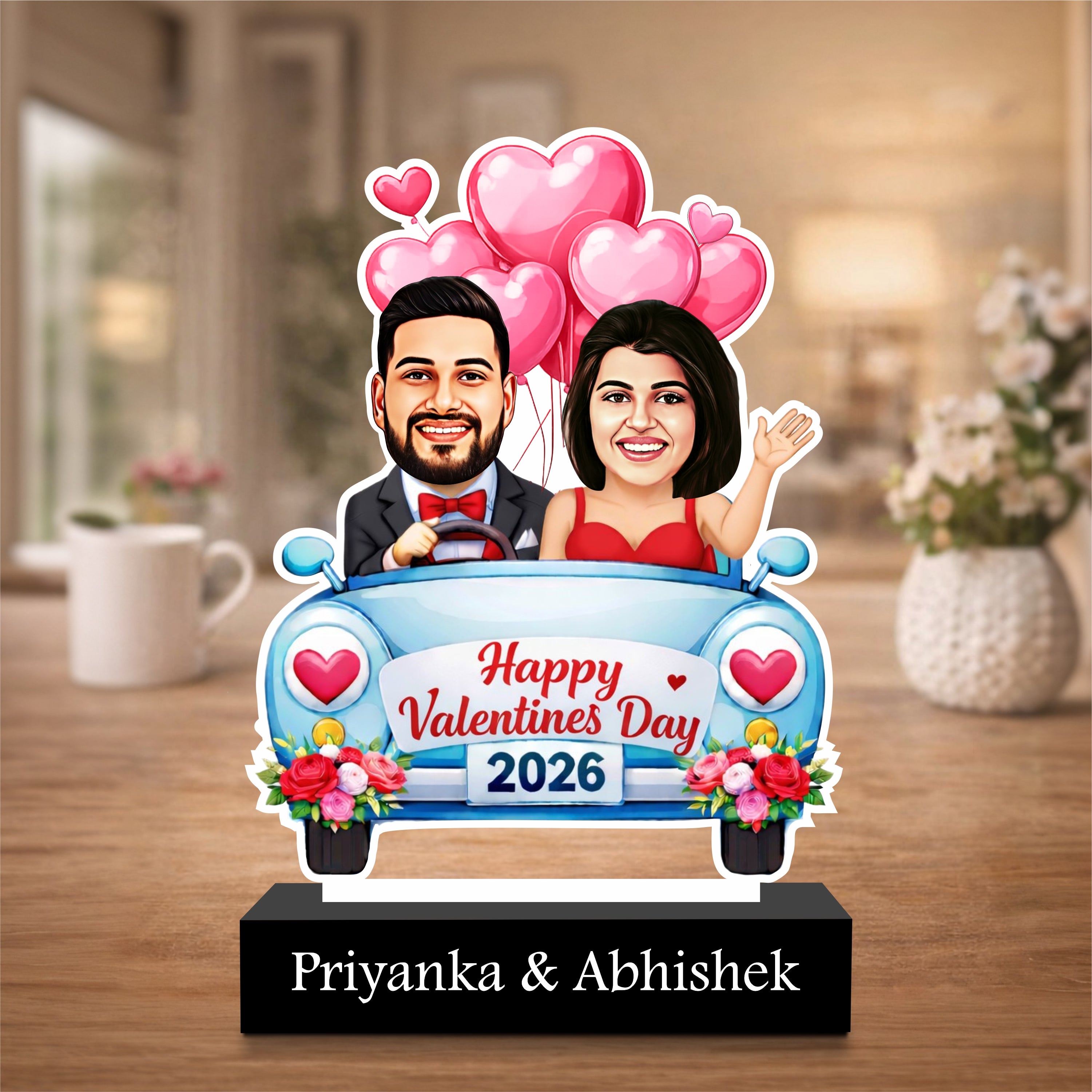 Valentine Drive – Personalized Couple Caricature from Photo