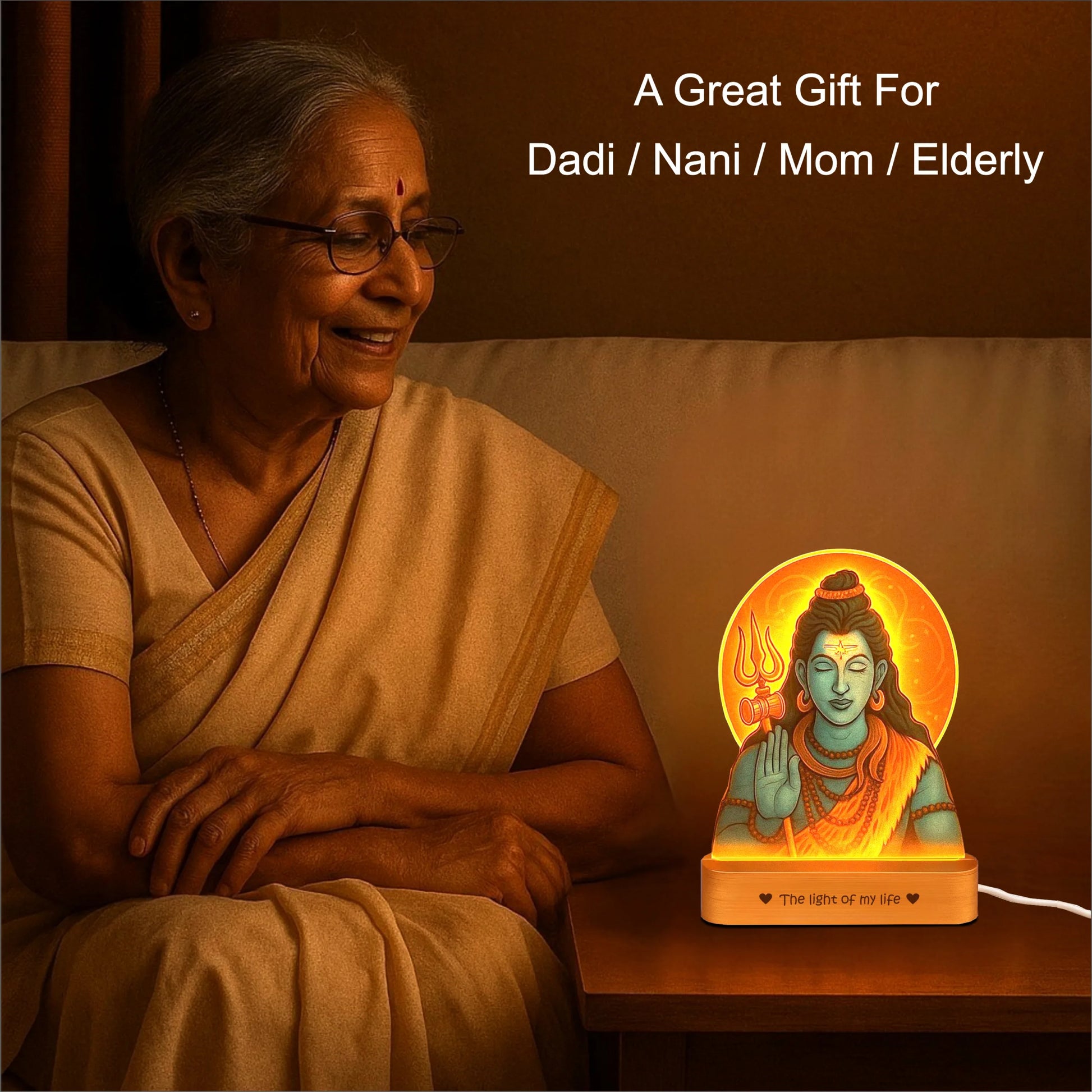 Shiva Photo Frame with Light – Mahadev Pooja Room Décor & Spiritual Gift