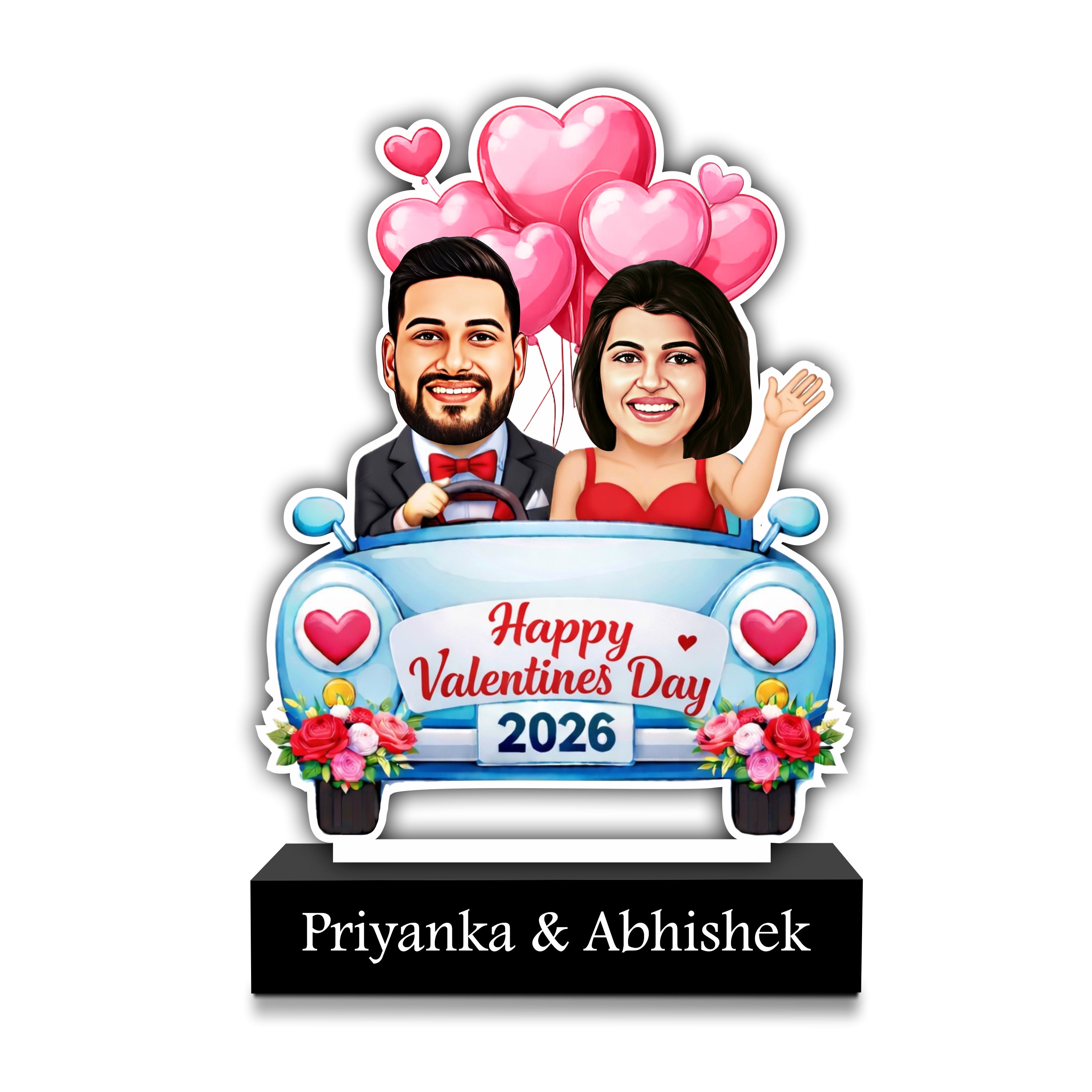 Valentine Drive – Personalized Couple Caricature from Photo