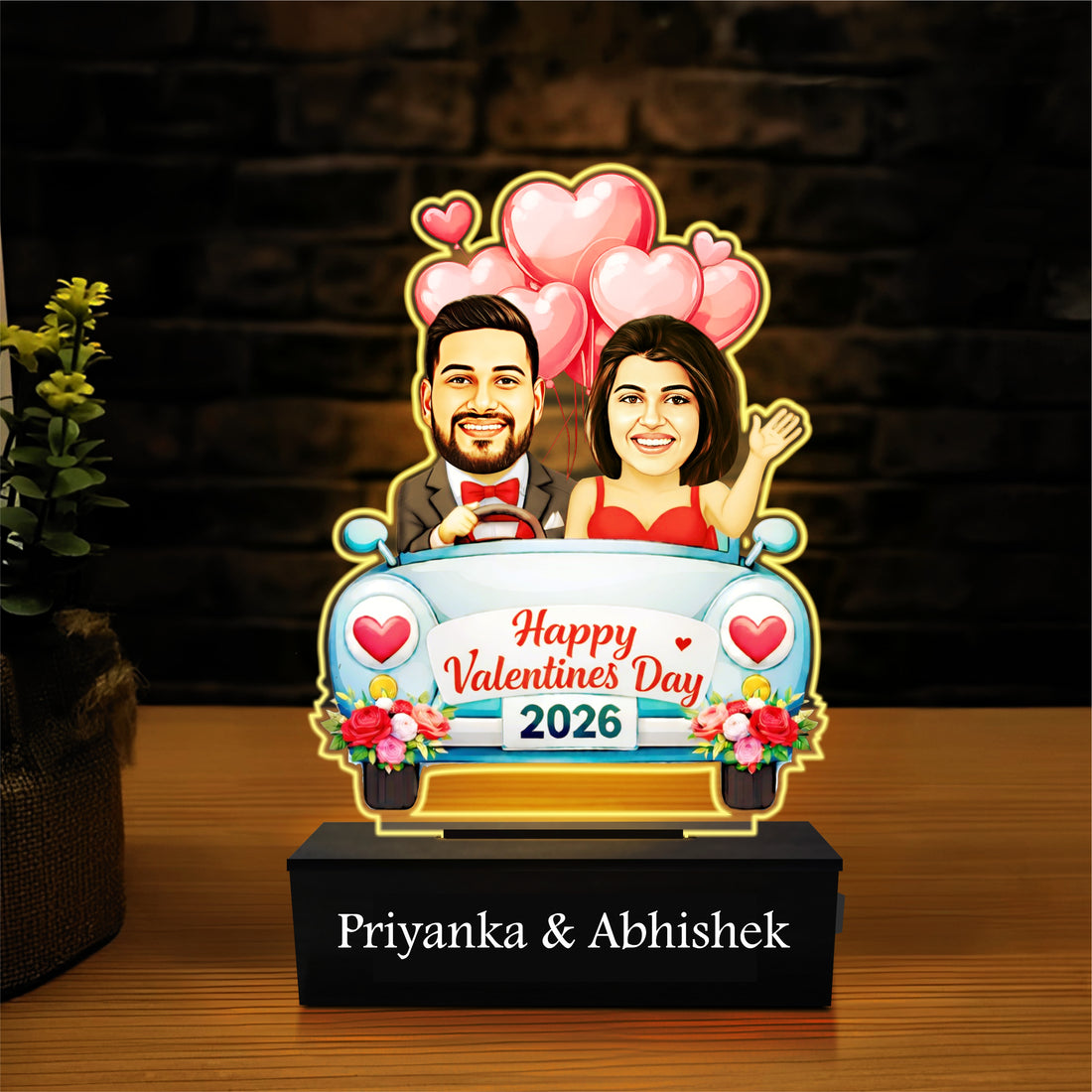 Valentine Drive – Personalized Couple Caricature from Photo