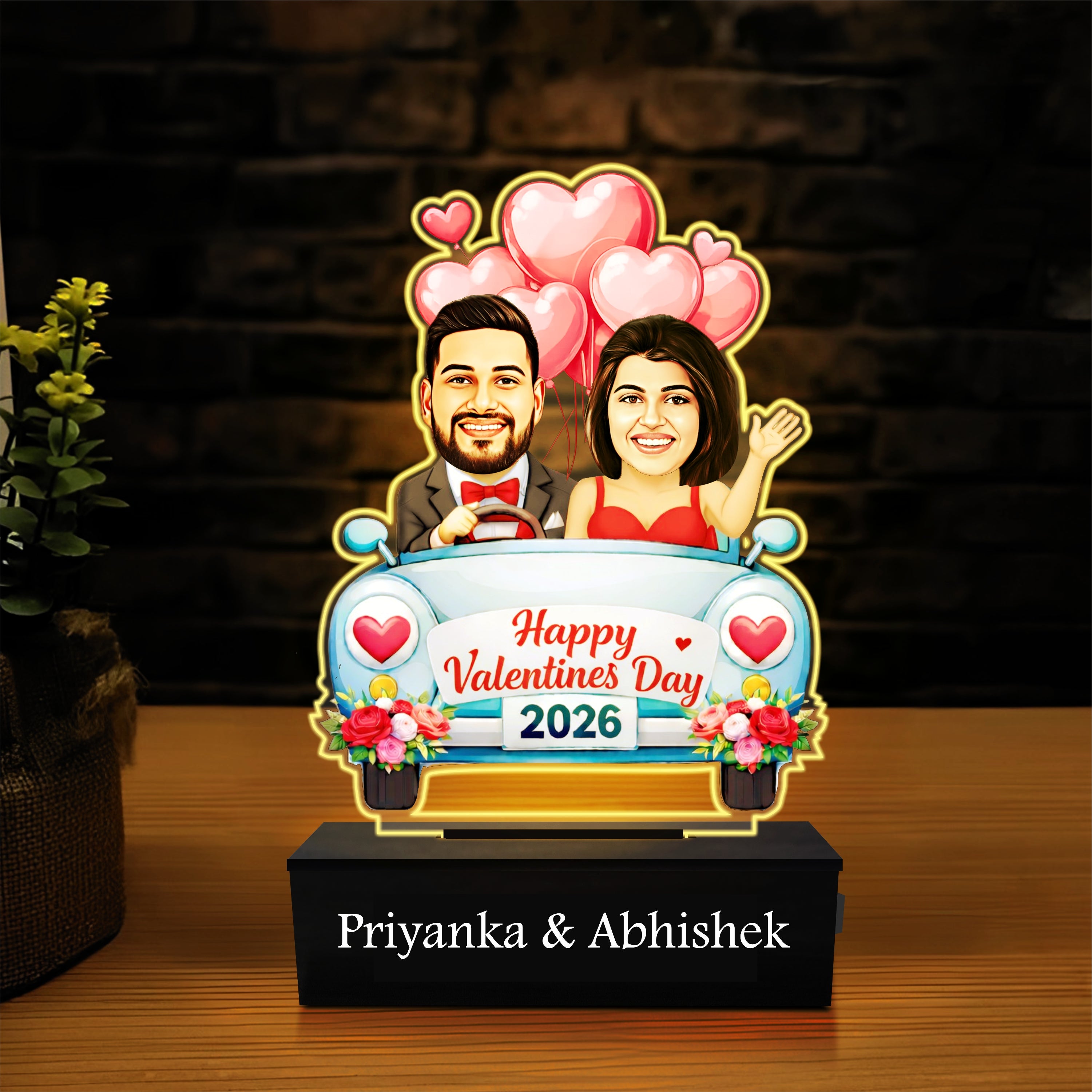 Valentine Drive – Personalized Couple Caricature from Photo