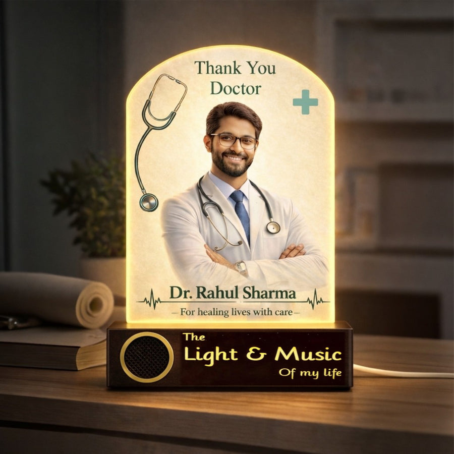 Personalized Doctor Thank You LED Lamp | Custom Photo Night Lamp Gift for Doctor | Medical Appreciation Gift for Clinic, Hospital, MBBS Graduation, Doctor’s Day Gift