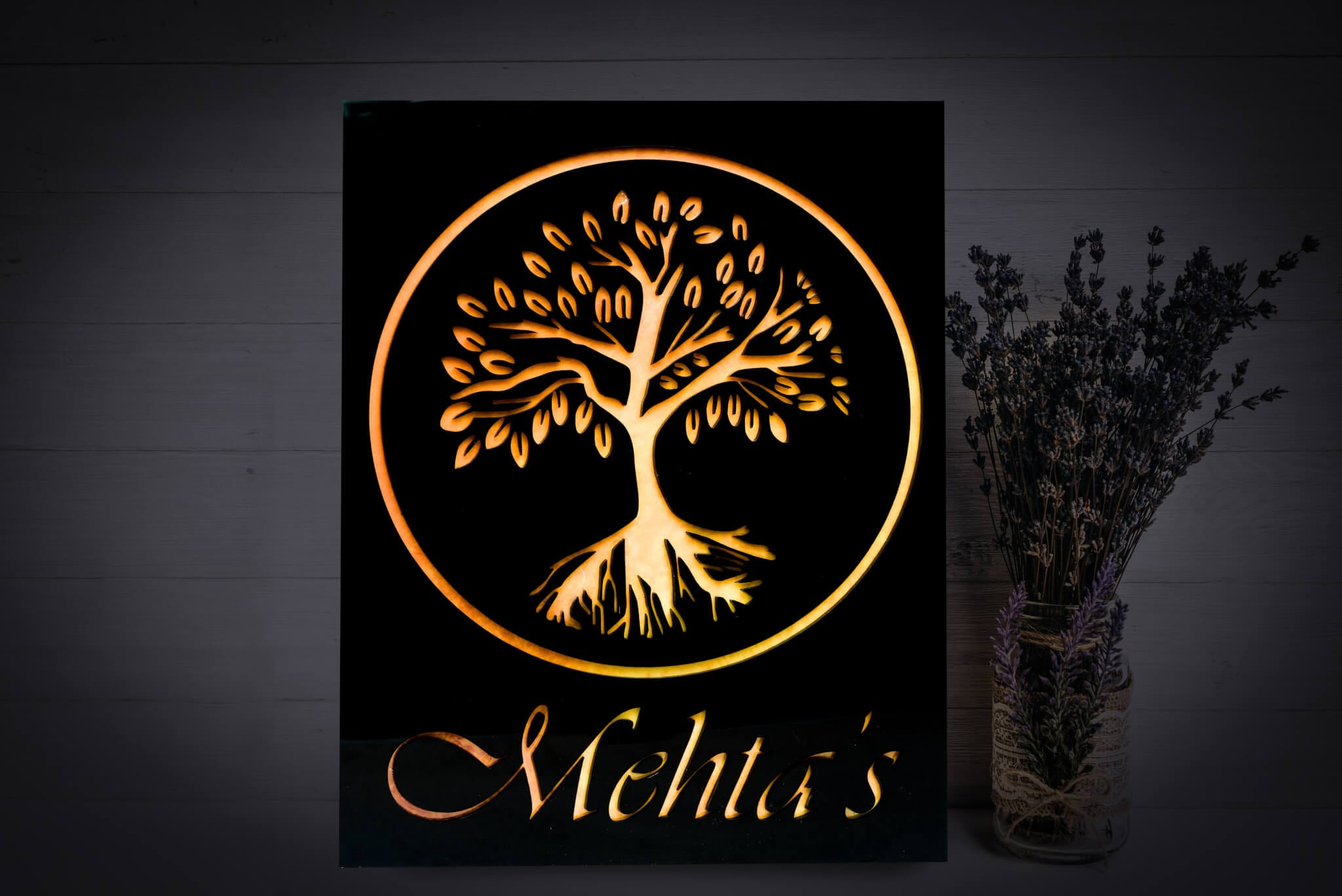 Acrylic name plate with light