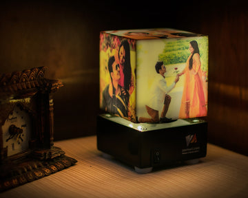 Birthday Gift for Wife – Customized Rotating Photo Lamp Box with 5 Photos | Romantic Gift for Her